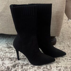 JustFab Black Heeled Boots